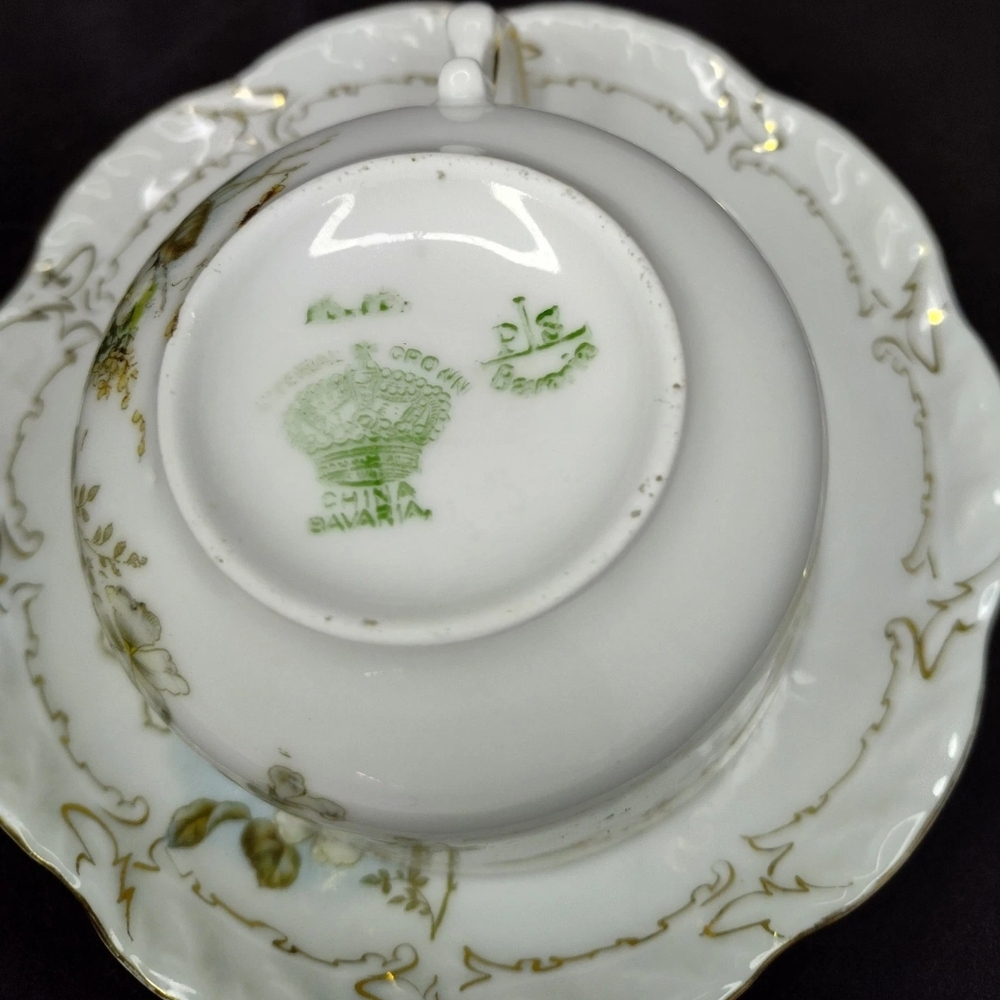 BEAUTIFUL Imperial Crown China PS Bavaria Tea Cup And Saucer (1930-1940) - Picture 4 of 5